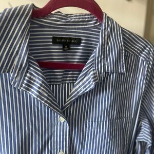 Banana Republic Blue and White Striped Long Sleeve Dress